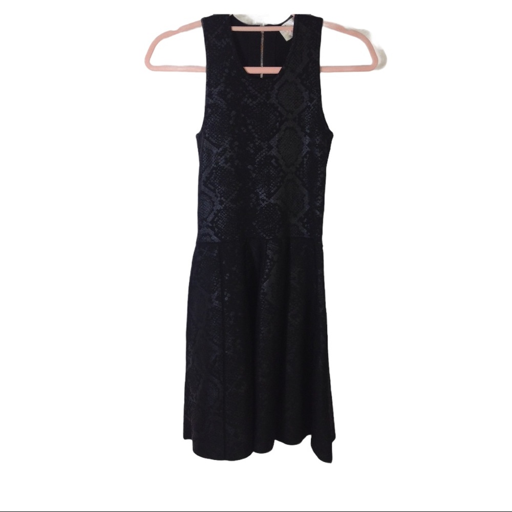 Parker fit & flare black with black reptile print